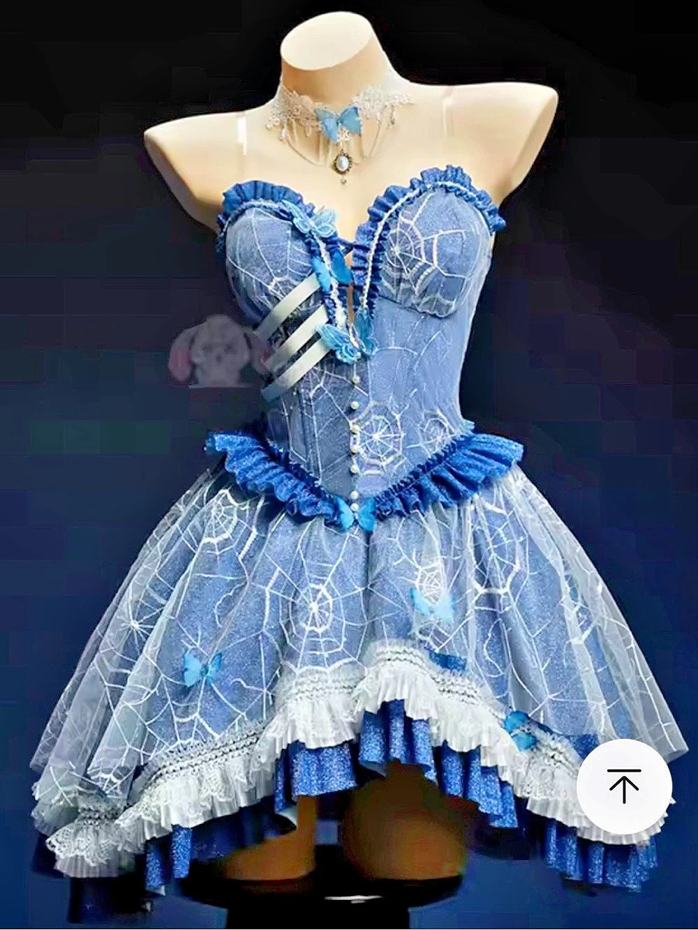 Blue & White High-Low Costume Dress